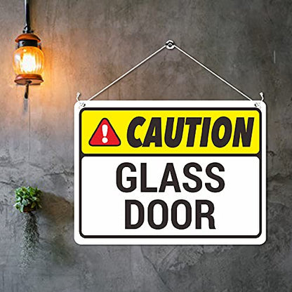 Kruzroyal MP453 Caution : Glass Door Funny Novelty Retro Vintage Metal Wall Sign Plaque 20cm x 15cm