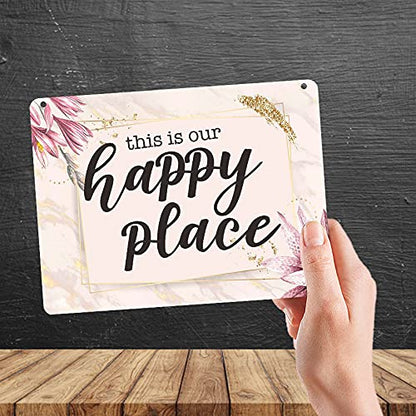 Kruzroyal MP486 This is our happy place Funny Novelty Retro Vintage Metal Wall Sign Plaque 20cm x 15cm