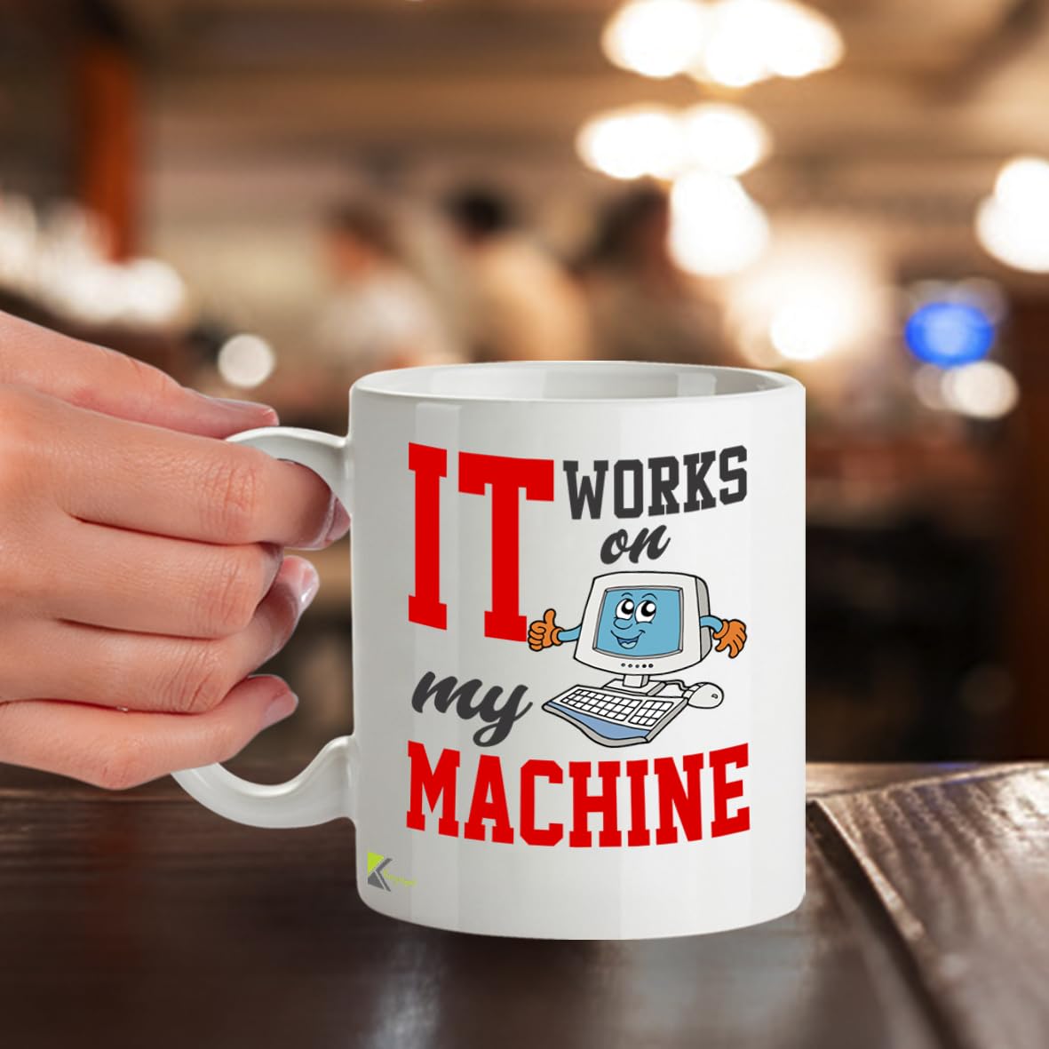 Kruzroyal DZ949 Funny IT Coffee Mug | 11oz White Ceramic Programmer Gift | It Works On My Machine Sarcastic Tech Humor Mug with Retro Computer Design