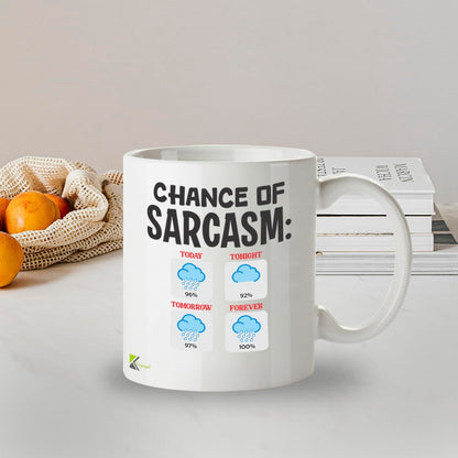 Kruzroyal Chance of Sarcasm Funny Coffee Mug - Sarcastic Weather Forecast Novelty Cup Great Gag Gift for Men Women Coworkers
