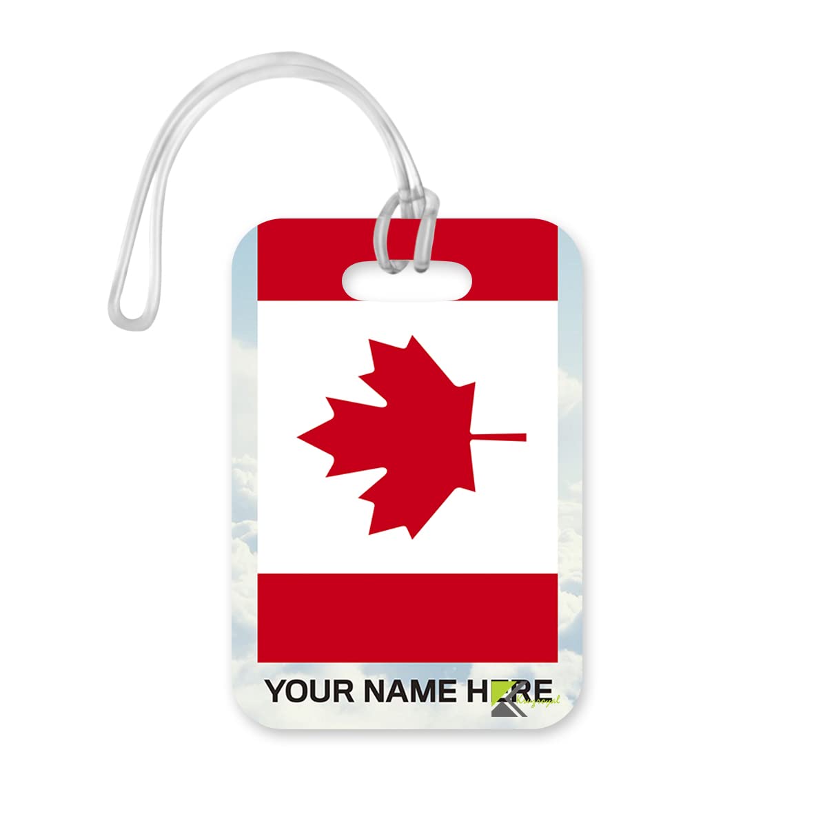 PLT264 Personalised Name with Canada Flag Novelty Funny Unique Designer Gift Glossy Plastic Suitcase Luggage Tag