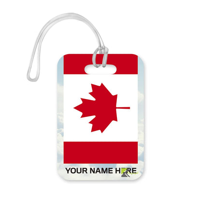 PLT264 Personalised Name with Canada Flag Novelty Funny Unique Designer Gift Glossy Plastic Suitcase Luggage Tag
