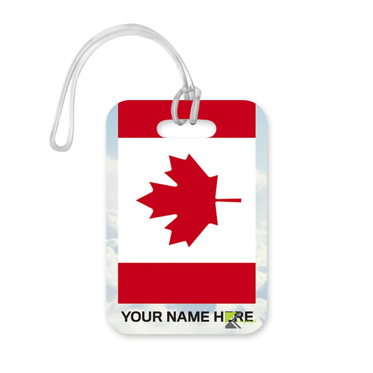 PLT264 Personalised Name with Canada Flag Novelty Funny Unique Designer Gift Glossy Plastic Suitcase Luggage Tag