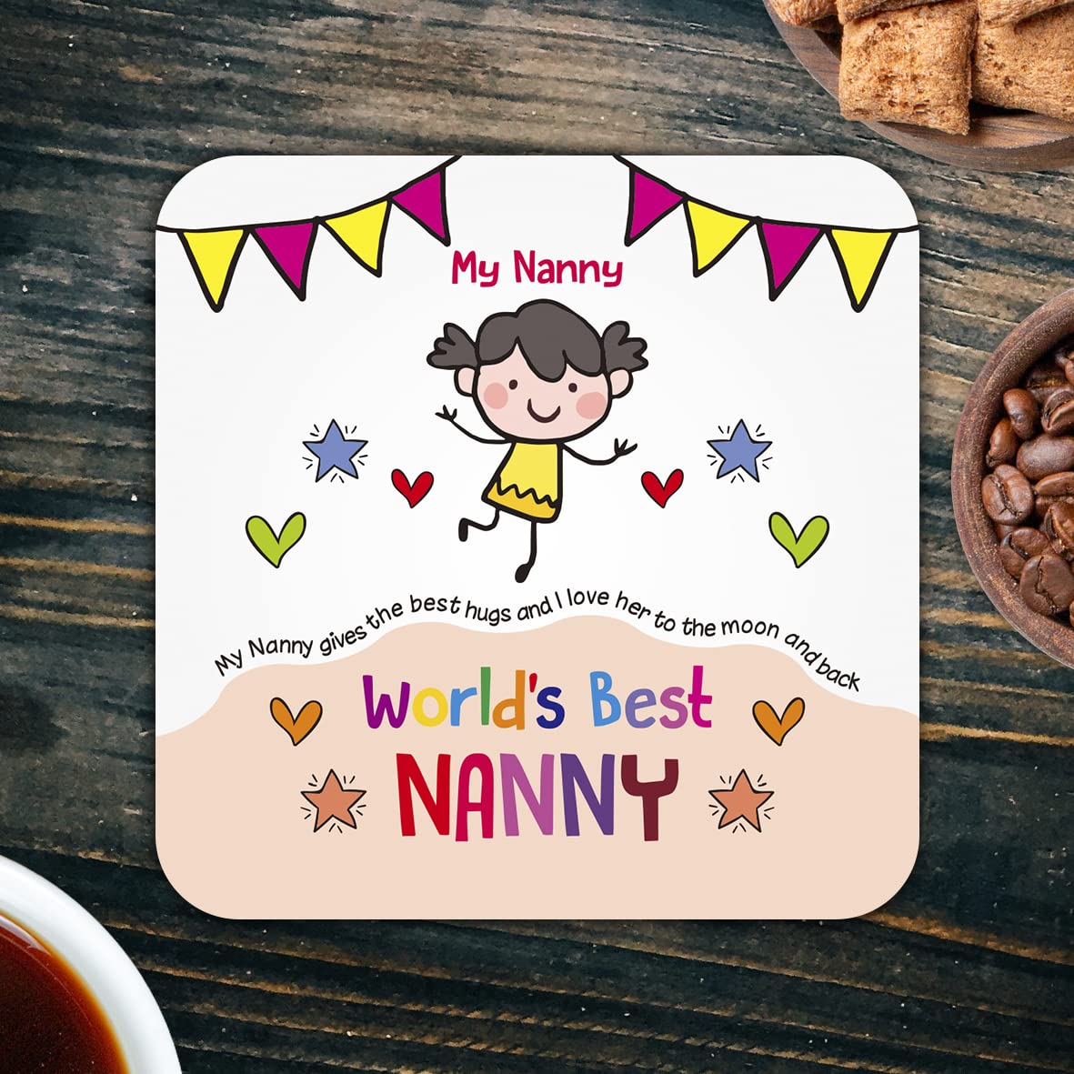 CS688 World's Best Nanny Novelty Funny Coffee Tea Drink Gift Glossy MDF Wooden Coaster