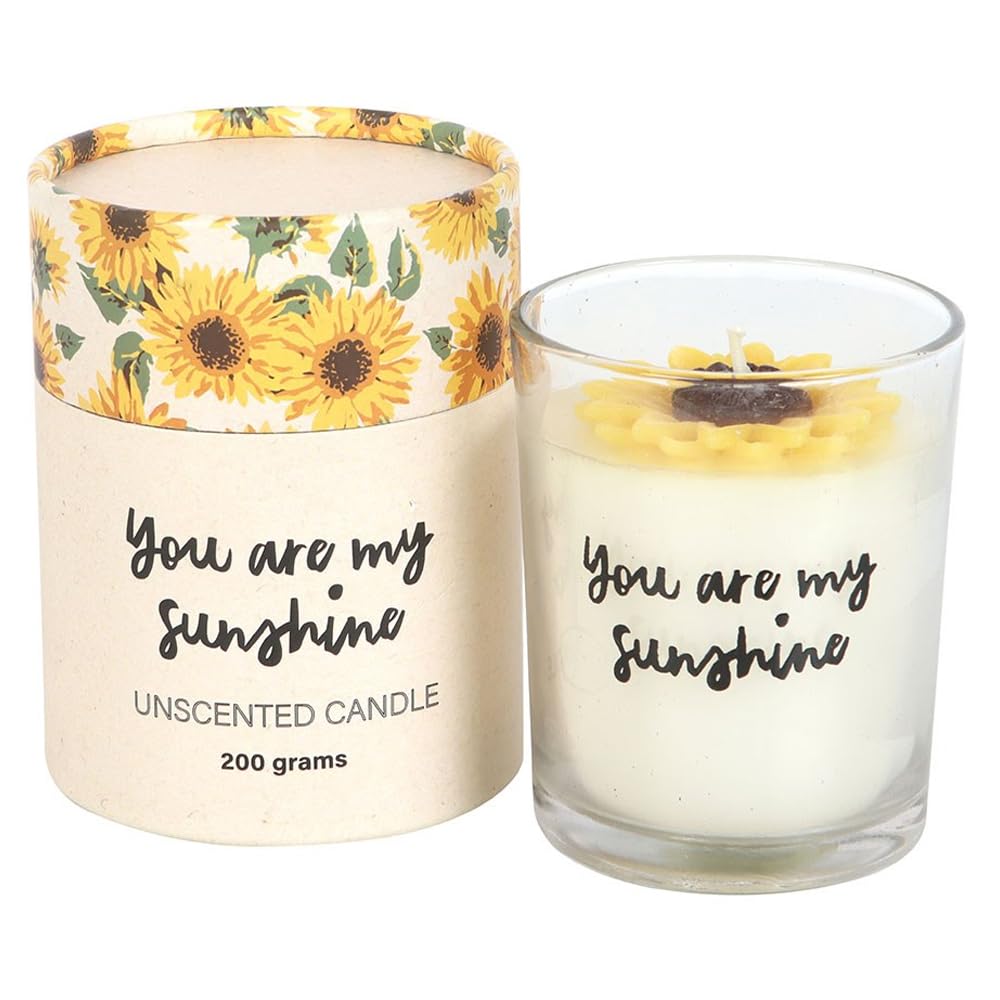 You are My Sunshine Candle with 3D Sunflower, Inspirational Message, Unscented Decorative Candle with 25-Hour Burn Time, Gift-Ready Sunflower Print Packaging, Perfect for Special Occasions