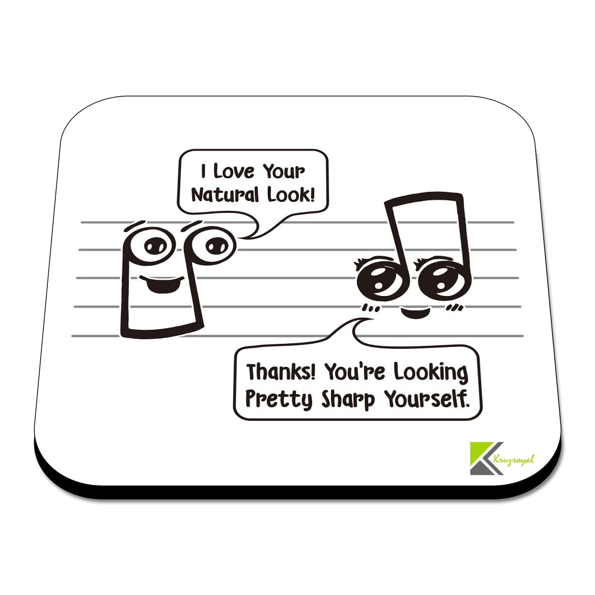 CS495 I Love Your Natural Look! Thanks! You're Looking Pretty Sharp Yourself Novelty Funny Coffee Tea Drink Gift Glossy MDF Wooden Coaster