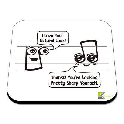 CS495 I Love Your Natural Look! Thanks! You're Looking Pretty Sharp Yourself Novelty Funny Coffee Tea Drink Gift Glossy MDF Wooden Coaster