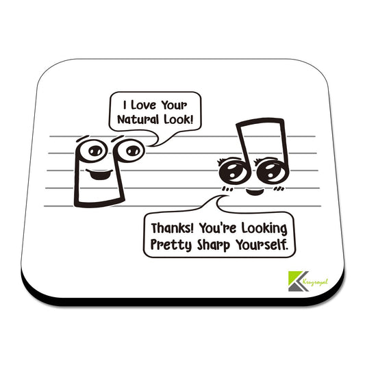 CS495 I Love Your Natural Look! Thanks! You're Looking Pretty Sharp Yourself Novelty Funny Coffee Tea Drink Gift Glossy MDF Wooden Coaster