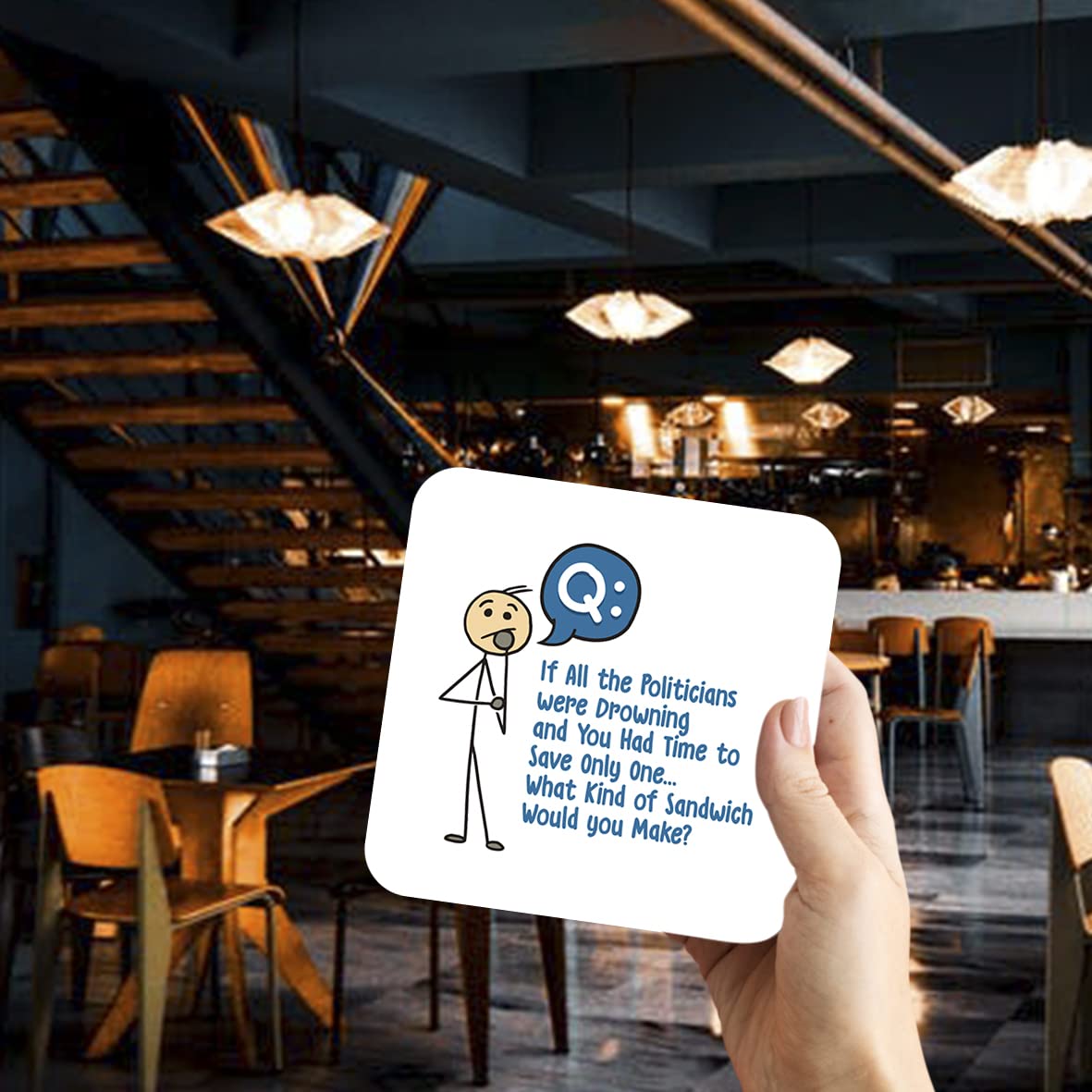 CS443 If All The Politicians were Drowning and You had time to Save only one, What Kind of Sandwich Would You Make? Novelty Funny Coffee Tea Drink Gift Glossy MDF Wooden Coaster