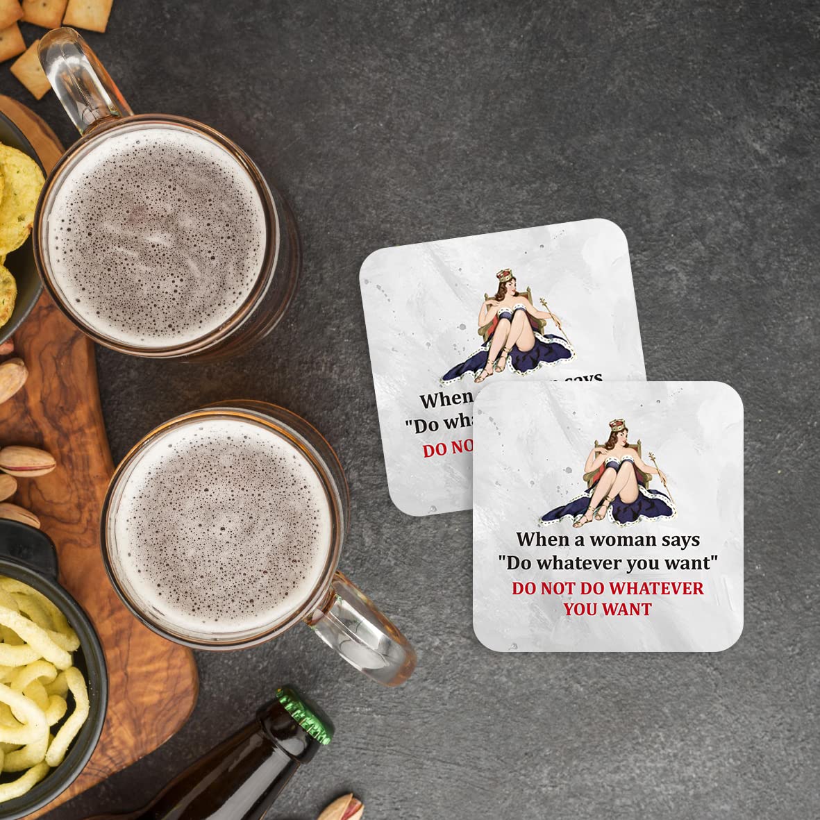 CS790 When a Woman says "do Whatever You Want" do not do Whatever You Want Novelty Funny Coffee Tea Drink Gift Glossy MDF Wooden Coaster