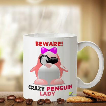 Kruzroyal Crazy Penguin Lady Funny Mug - Funny Novelty Great Gift Idea Coffee Tea Cup