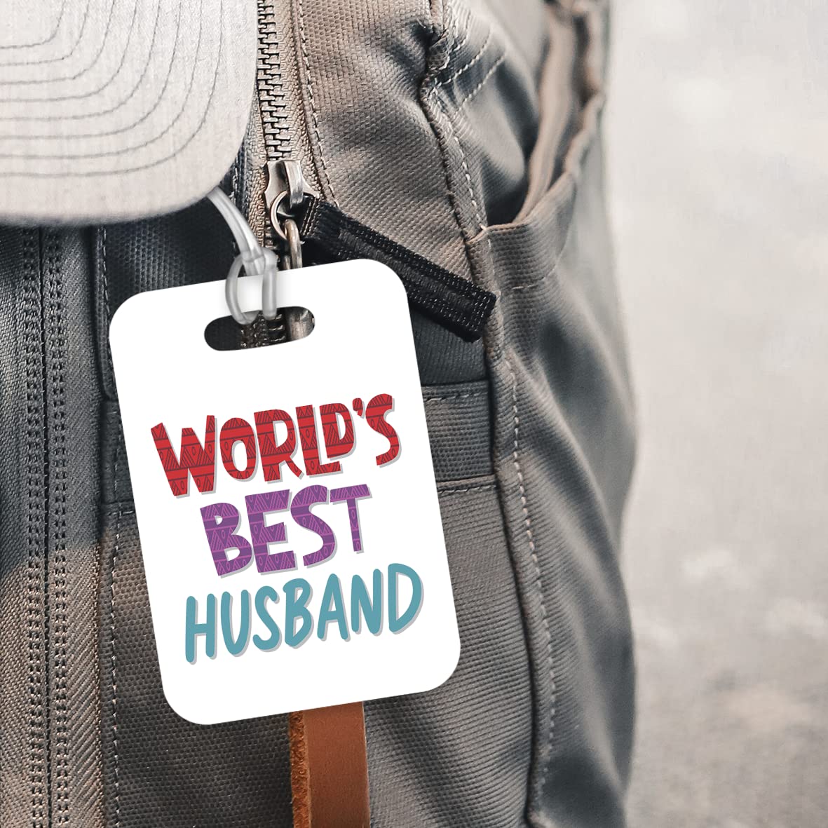 LT445 World's Best Husband Novelty Funny Unique Designer Gift, Suitcase, Glossy Plastic Luggage Tag for Husband