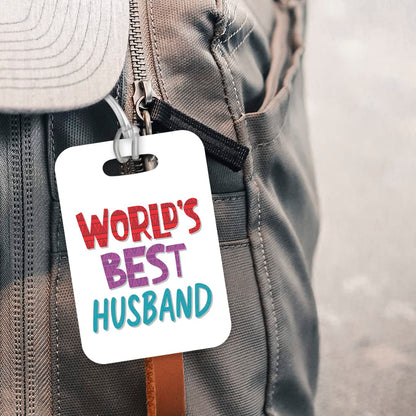 LT445 World's Best Husband Novelty Funny Unique Designer Gift, Suitcase, Glossy Plastic Luggage Tag for Husband