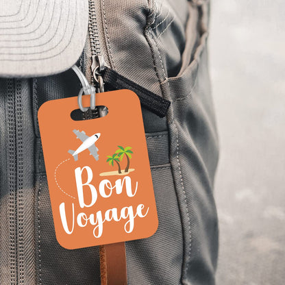 LT081 Bon Voyage -2 Novelty Funny Unique Designer Gift Glossy Plastic Suitcase Luggage Tag