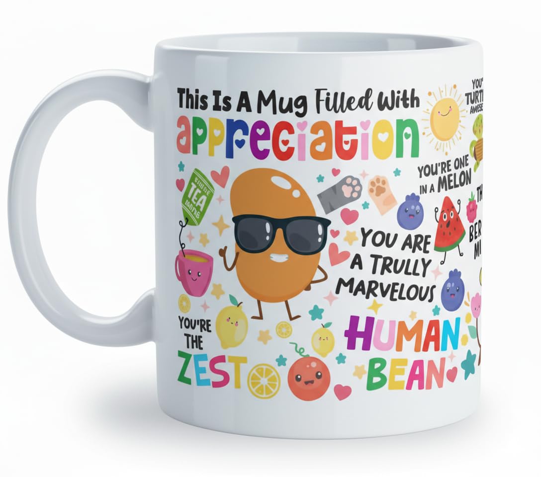 Kruzroyal Appreciation Mug 11oz | Funny Thank You Gift for Colleague, Teacher, Friends, Boss | Inspirational Ceramic Coffee Cup with Food Puns | Dishwasher & Microwave Safe