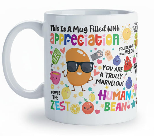 Kruzroyal Appreciation Mug 11oz | Funny Thank You Gift for Colleague, Teacher, Friends, Boss | Inspirational Ceramic Coffee Cup with Food Puns | Dishwasher & Microwave Safe