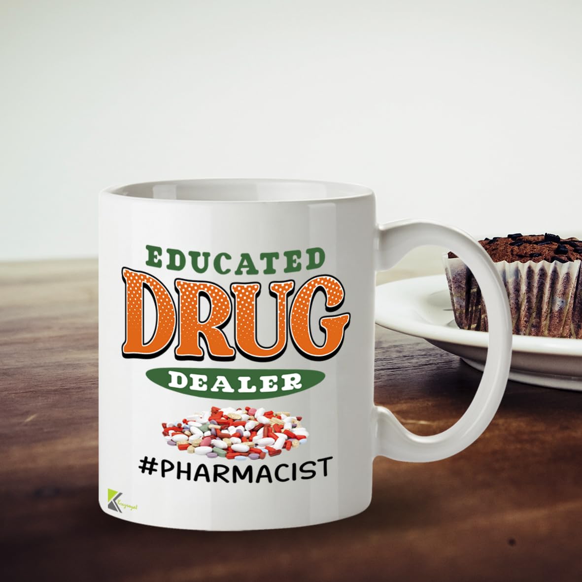 Kruzroyal Pharmacist Mug Funny Gift - 11oz/325ml Educated Drug Dealer Ceramic Coffee Cup for Pharmacy Tech, Student, PharmD - Graduation Present