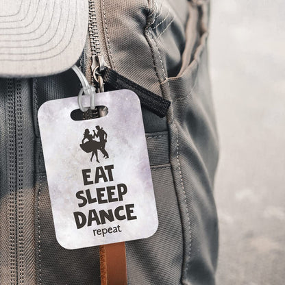 LT012 Eat Sleep Dance Repeat Novelty Funny Unique Designer Gift Glossy Plastic Suitcase Luggage Tag