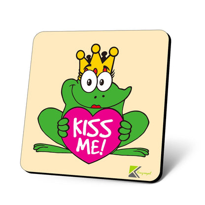 CS661 Kiss Me! Novelty Funny Coffee Tea Drink Gift Glossy MDF Wooden Coaster