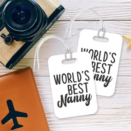 LT437 World's Best Nanny Novelty Funny Unique Designer Gift, Suitcase, Glossy Plastic Luggage Tag for Nanny