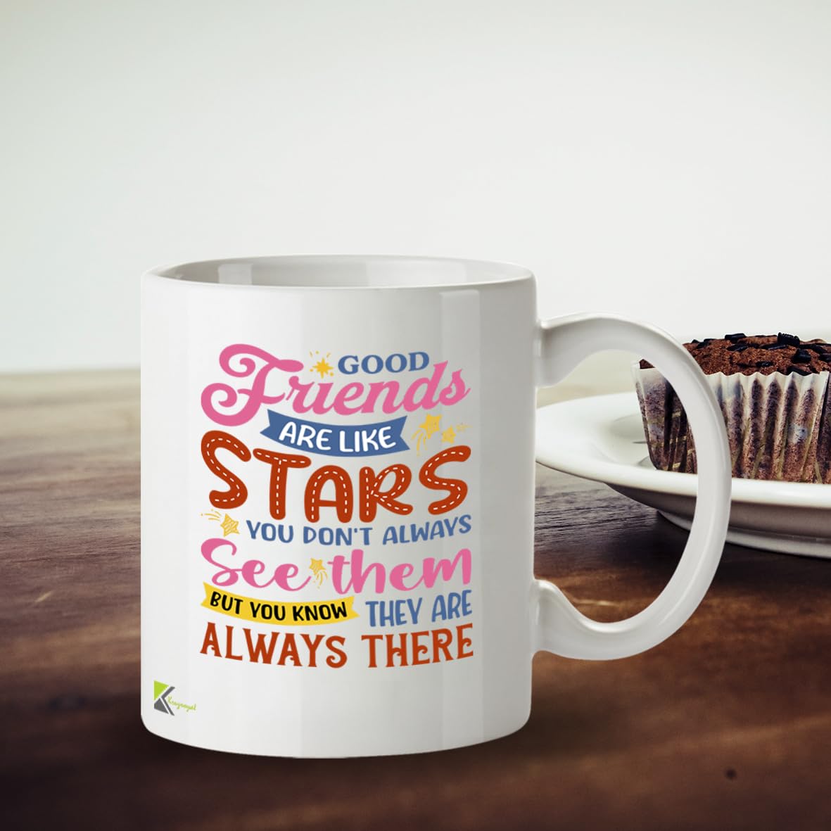 Kruzroyal Best Friend Mug Good Friends are Like Stars - 11oz Ceramic Coffee Tea Cup Gift for Women Friends Birthday Long Distance Friendship - Dishwasher Microwave Safe Sentimental Present