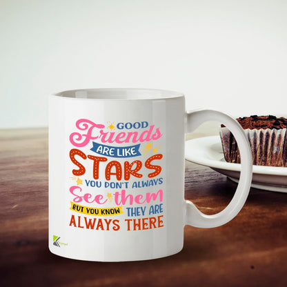 Kruzroyal Best Friend Mug Good Friends are Like Stars - 11oz Ceramic Coffee Tea Cup Gift for Women Friends Birthday Long Distance Friendship - Dishwasher Microwave Safe Sentimental Present