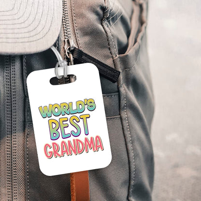 LT424 World's Best Grandma Novelty Funny Unique Designer Gift, Suitcase, Glossy Plastic Luggage Tag for Grandma