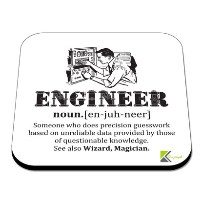 Engineer Definition Coaster | Funny Engineering Gift for Men Dad Colleagues | Wooden MDF Desk Accessory | Graduation Leaving Present