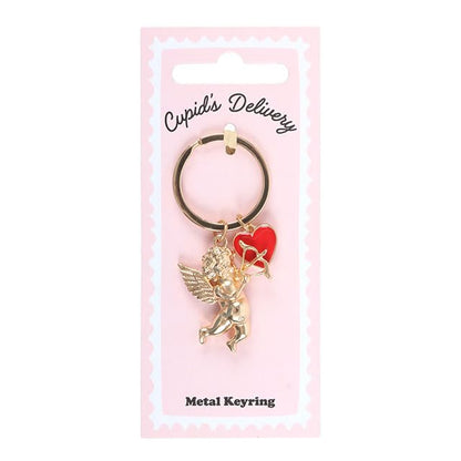 Cupid’s Delivery Cherub Keyring | Enamel Valentine’s Keychain | Cute Cupid Accessory for Keys or Bags | Pocket-Sized Love Token | Romantic Gift for Her or Him