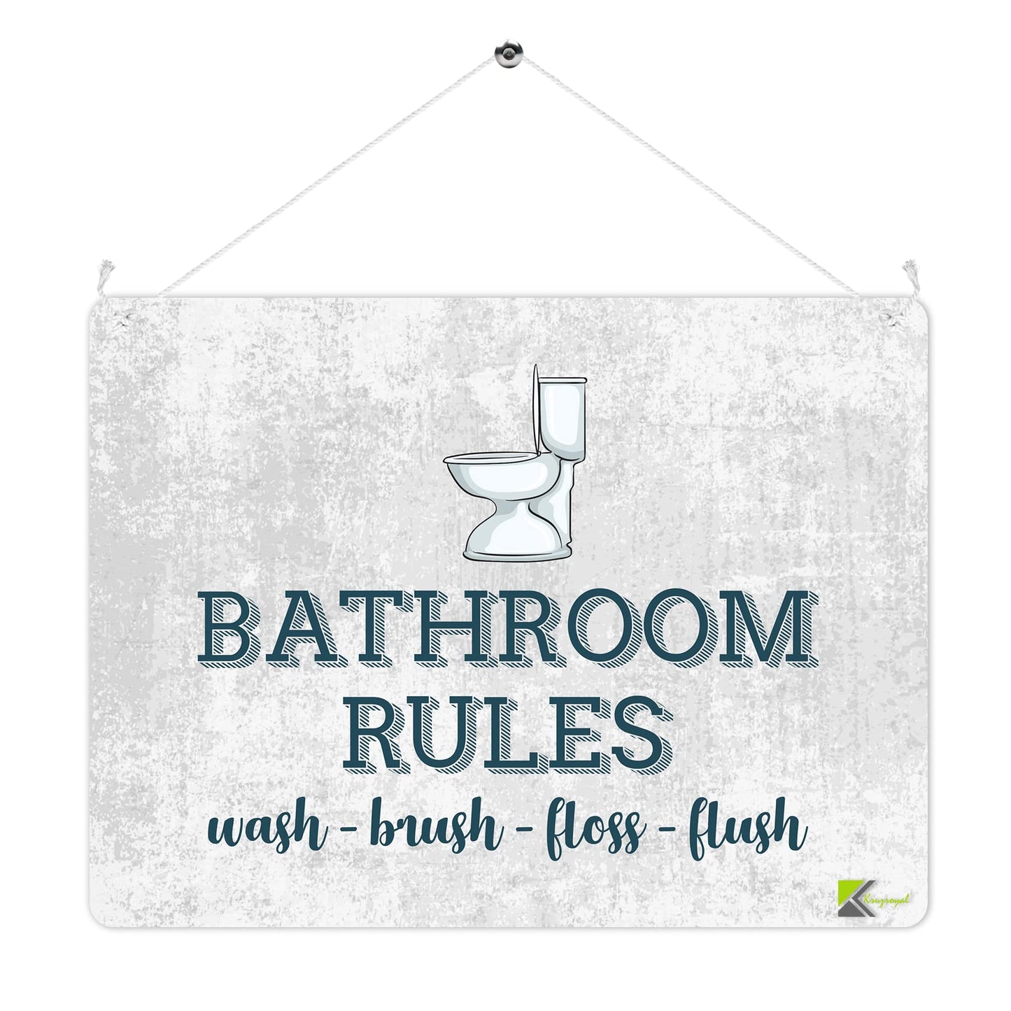 MP204 Bathroom Rules Wash/Brush/Floss/Flush Funny Novelty Retro Vintage Metal Wall Sign Plaque 20cm x 15cm
