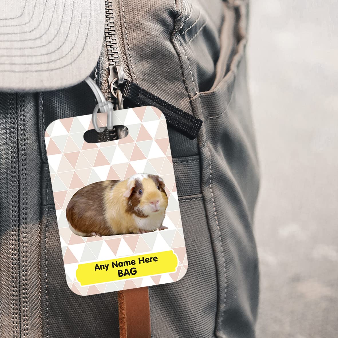 PLT257 Personalised Name's Bag with Guinea Pig Image Novelty Funny Unique Designer Gift Glossy Plastic Suitcase Luggage Tag