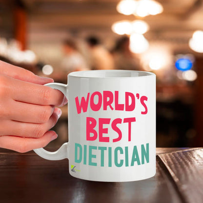 Kruzroyal DZ882 World's Best Dietician Mug 11oz - White Ceramic Cup for Nutritionist, Health Coach - Thank You, Birthday, Leaving Present