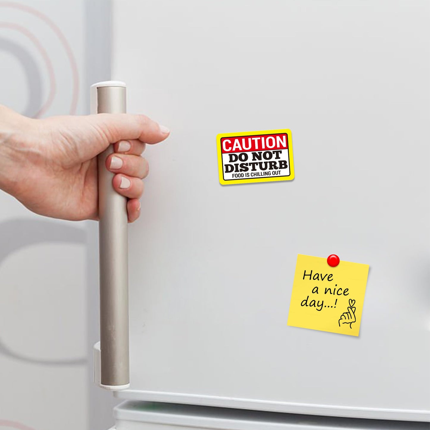Kruzroyal FM149 CAUTION DO NOT DISTURB, FOOD IS CHILLING OUT Novelty Funny Gift Idea Glossy Rectangle Metal Fridge Magnet