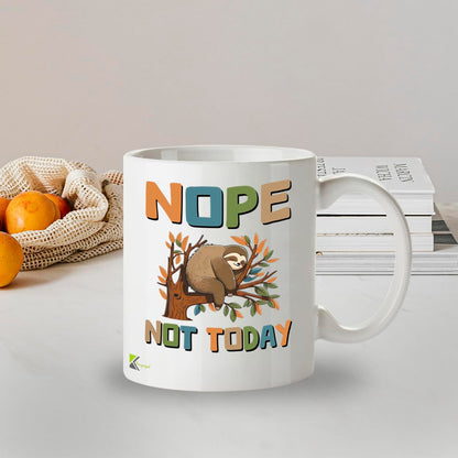 Kruzroyal DZ968 Nope Not Today Sloth Coffee Mug - Funny Sarcastic Anti-Morning Gift for Men, Women, Friends, Coworkers, Mom, Dad - 11oz White Ceramic