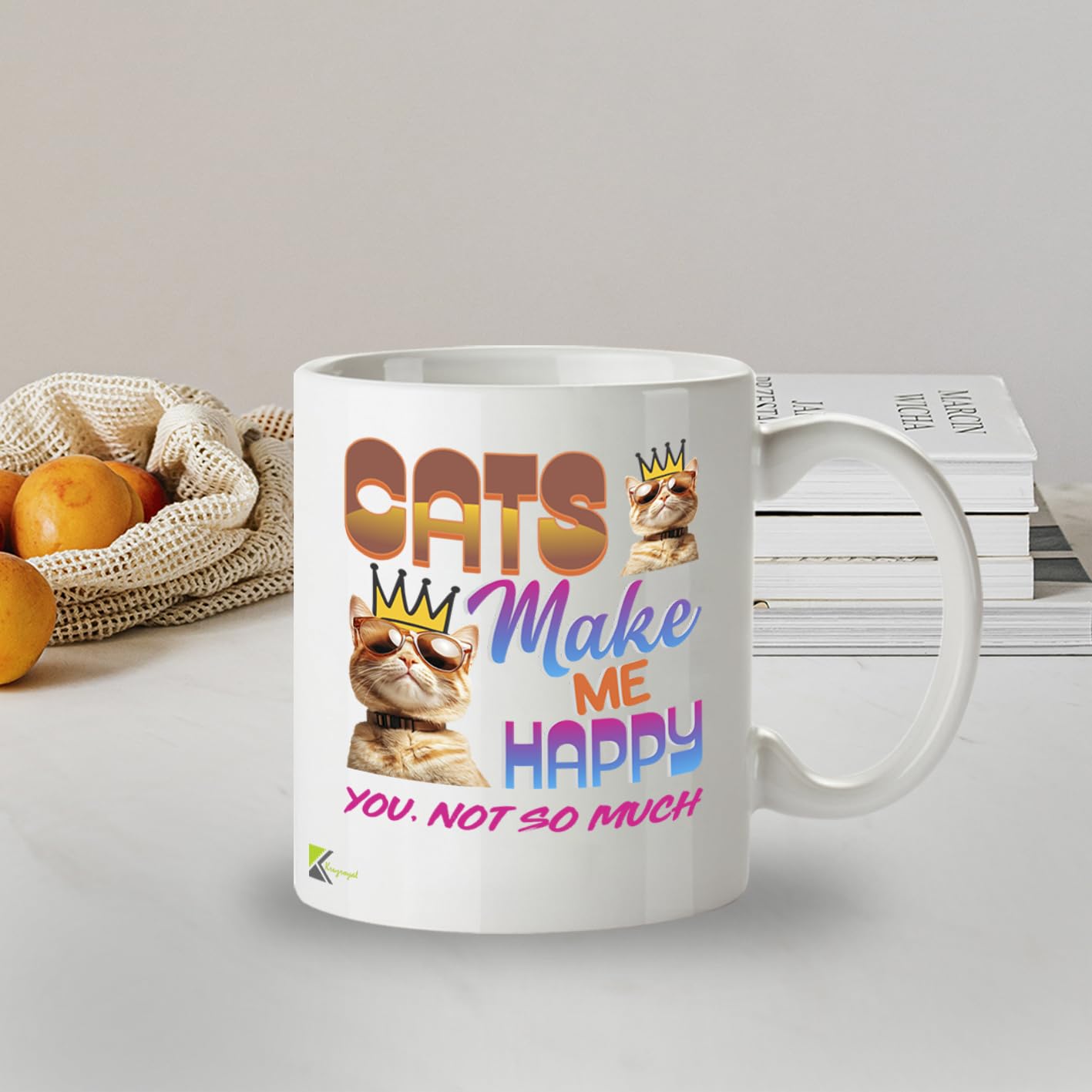 Kruzroyal Cats Make Me Happy Funny Coffee Mug - Sarcastic Cat Lover Novelty Cup Great Gift for Men Women Mom Dad