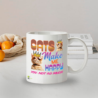 Kruzroyal Cats Make Me Happy Funny Coffee Mug - Sarcastic Cat Lover Novelty Cup Great Gift for Men Women Mom Dad