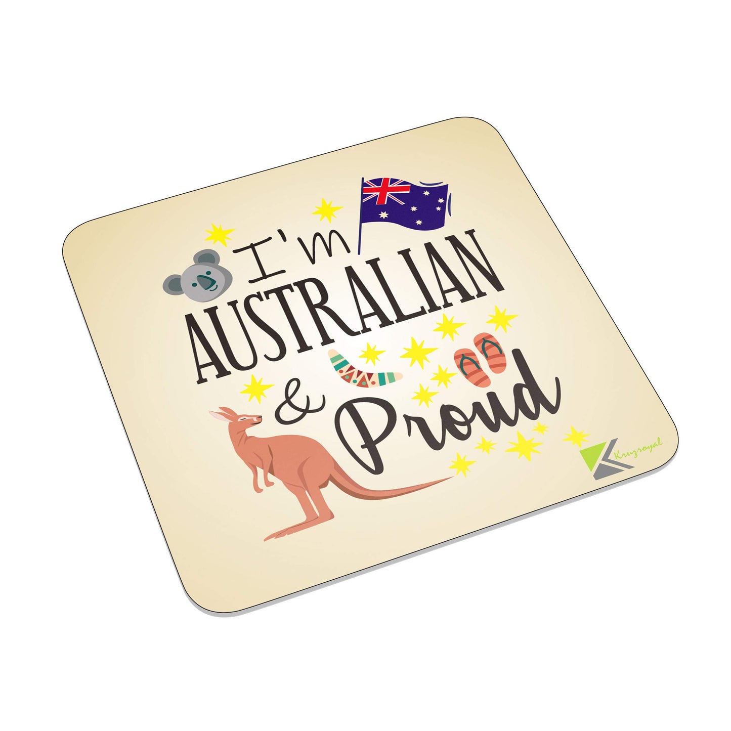 FM075 I'm Australian & Proud Novelty Funny Idea Glossy Metal Square Fridge Magnet