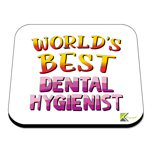 WB066 World's Best Dental Hygienist MDF Wooden Coaster by Kruzroyal | Gift for Dental Hygienist | Unique Novelty Present | 9cm x 9cm | Coffee Tea MDF Wooden Coaster