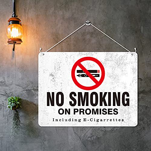 Kruzroyal MP445 No Smoking On Premises including e-cigarettes Funny Novelty Retro Vintage Metal Wall Sign Plaque 20cm x 15cm