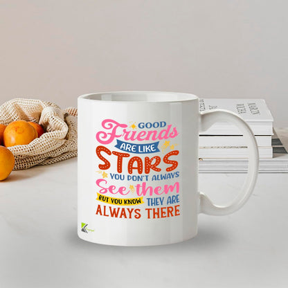 Kruzroyal Best Friend Mug Good Friends are Like Stars - 11oz Ceramic Coffee Tea Cup Gift for Women Friends Birthday Long Distance Friendship - Dishwasher Microwave Safe Sentimental Present