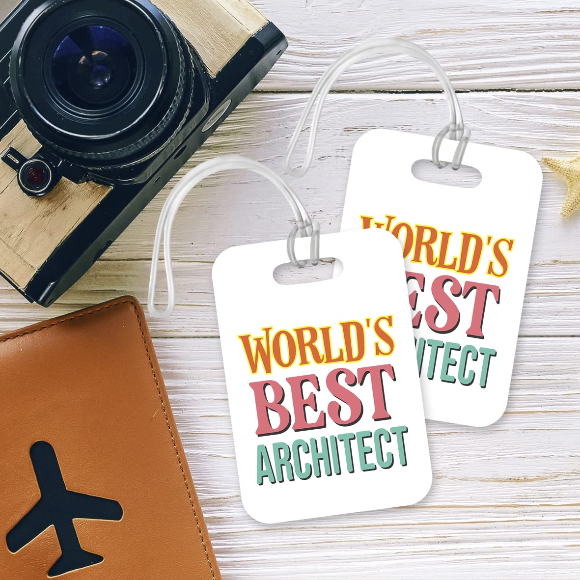 LT457 World's Best Architect Novelty Funny Unique Designer Gift, Suitcase, Glossy Plastic Luggage Tag for Architect