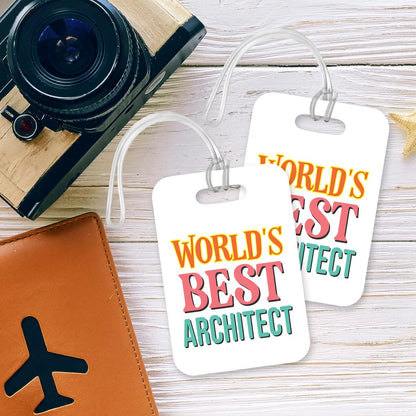 LT457 World's Best Architect Novelty Funny Unique Designer Gift, Suitcase, Glossy Plastic Luggage Tag for Architect