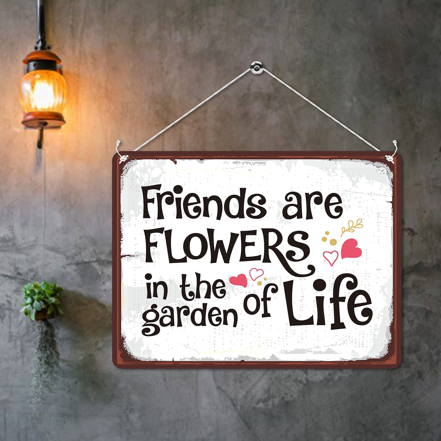 Kruzroyal MP171 Friends are flowers in the garden of life Funny Novelty Retro Vintage Metal Wall Sign Plaque 20cm x 15cm