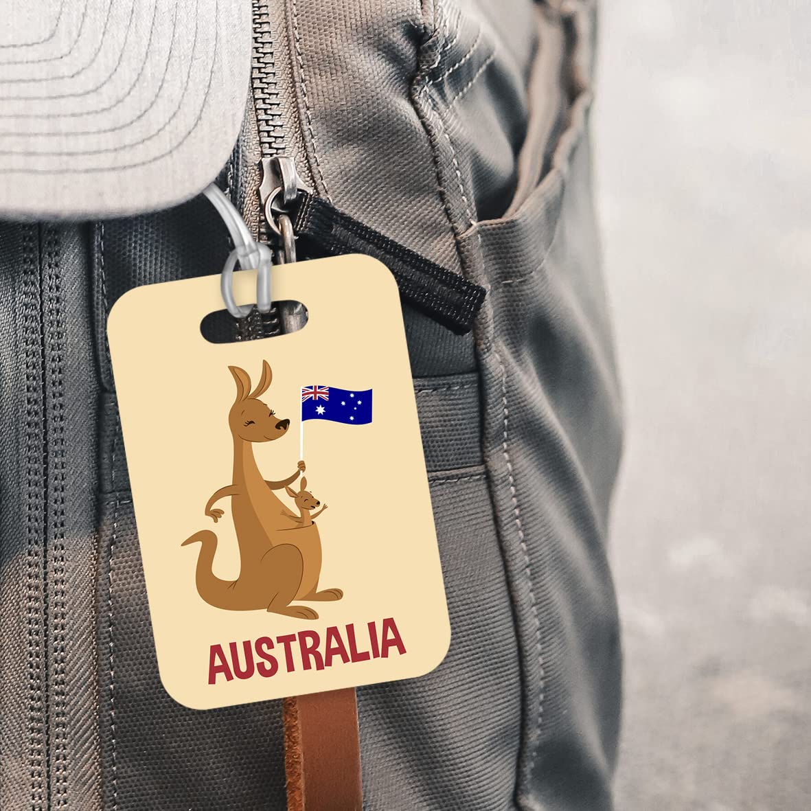 LT006 Australia (Kangaroo) Novelty Funny Unique Designer Gift Glossy Plastic Suitcase Luggage Tag
