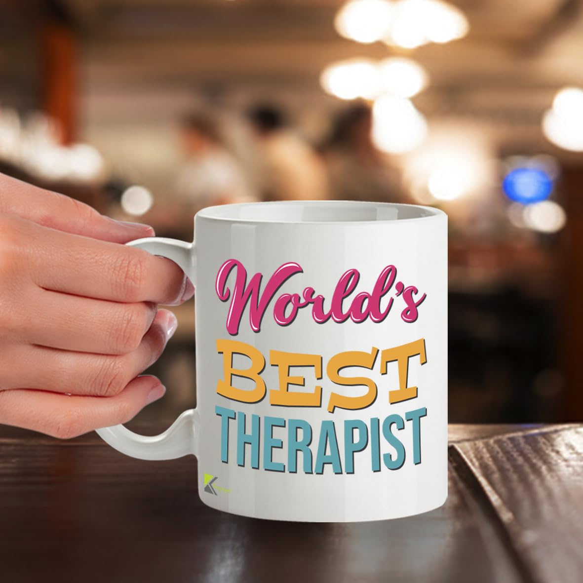 Kruzroyal DZ844 World's Best Therapist Mug 11oz - White Ceramic Cup for Counsellor, Psychologist - Ideal Birthday, Thank You or Leaving Present