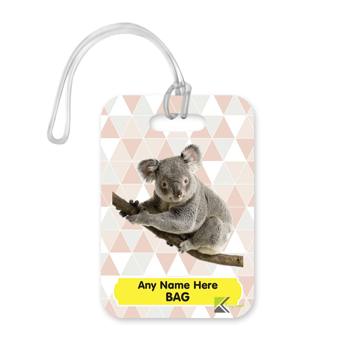 PLT256 Personalised Name's Bag with Koala Image Novelty Funny Unique Designer Gift Glossy Plastic Suitcase Luggage Tag