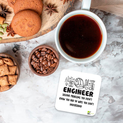 CS384 Engineer : Solving Problems You Didn't Know You had in Ways You Don't Understand Novelty Funny Coffee Tea Drink Gift Glossy MDF Wooden Coaster