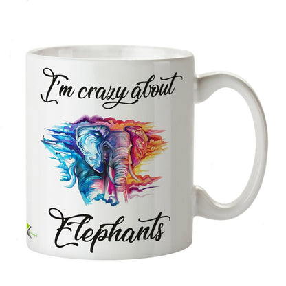 Kruzroyal DZ230 I'm Crazy About Elephants Funny Novelty Great Gift Idea Coffee Tea Mug
