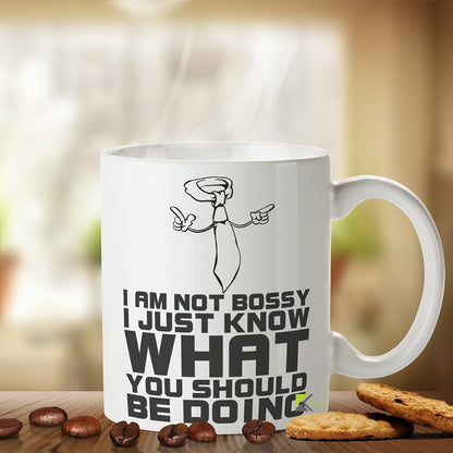Kruzroyal Funny Boss Mug – I'm Not Bossy, I Just Know What You Should Be Doing – Novelty Ceramic Coffee Cup Gift for Office, Boss, Colleague, Family, Dishwasher & Microwave Safe, 325ml, White