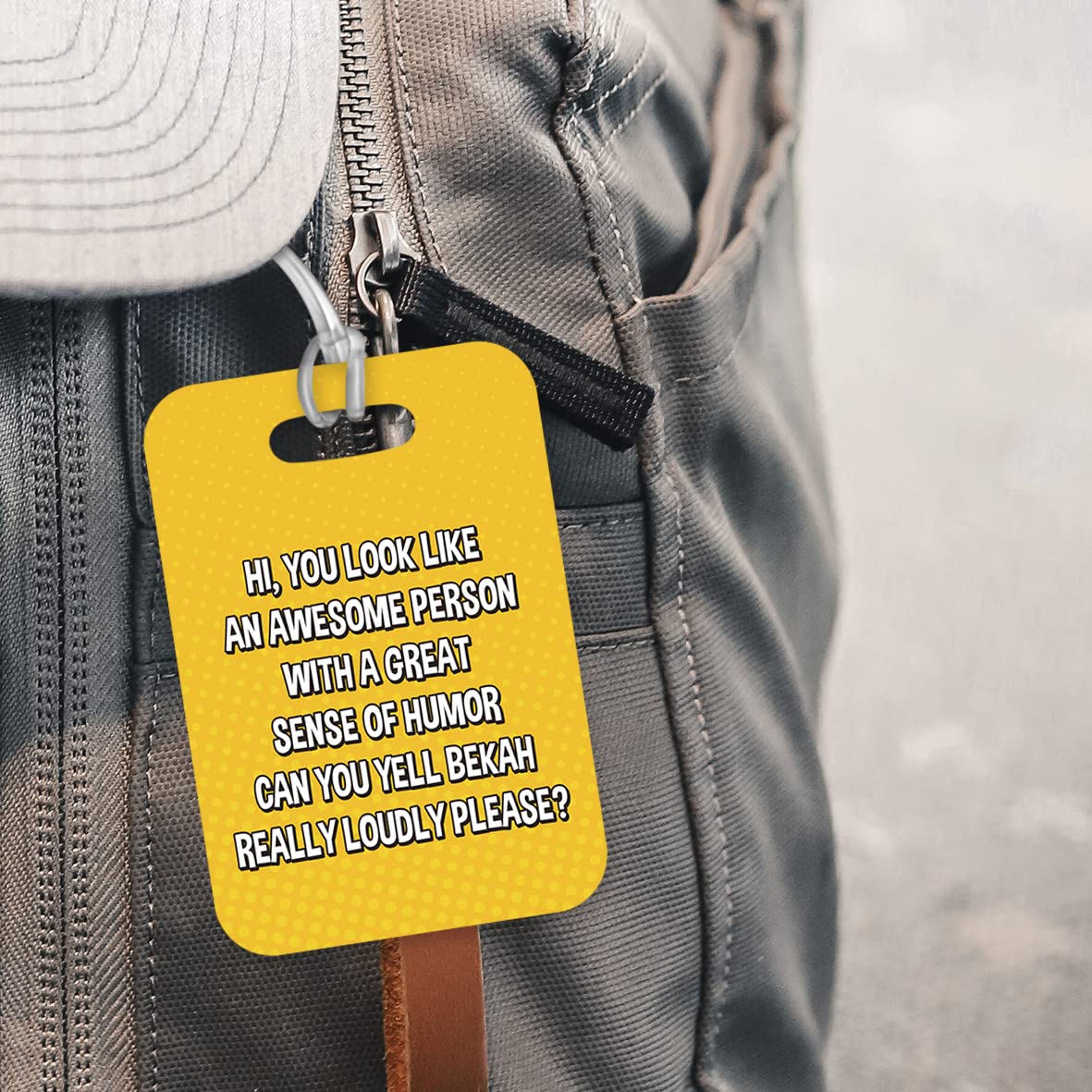 PLT295 Personalised Name : Hi, You Look Like an Awesome Person with a Great Sense of Humour, Novelty Funny Unique Designer Gift Glossy Plastic Suitcase Luggage Tag